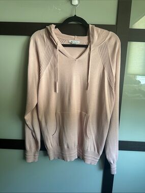 Athleta Women's Pale Pink V-Neck Hooded Sweater size XL